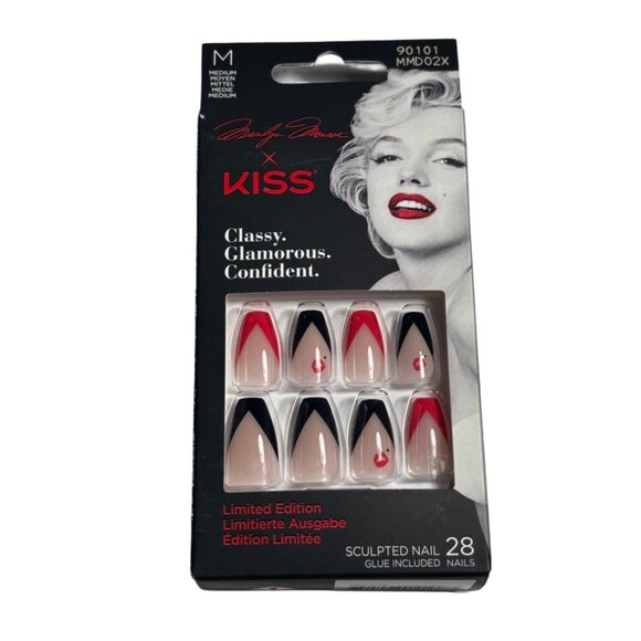 NEW Kiss Limited Edition Marilyn Monroe Press On Nails (Medium Length) - Picture 1 of 5